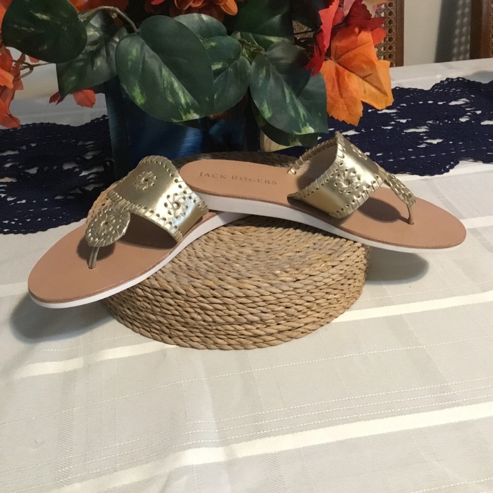 🌹HOST PICK-JACK ROGERS PLATINUM SLIP-ON LEATHER SANDAL/NWOT-MADE IN BRAZIL/SZ 7 - Picture 7 of 9